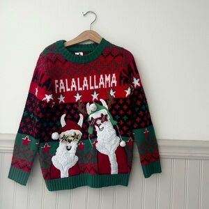 Holiday Time Boys XS Christmas Festive Llama Sweater in Red and Green